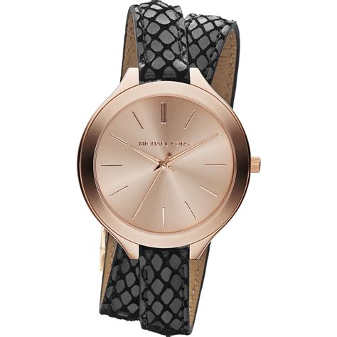 michael kors runway slim rose leather strap watch|Michael Kors runway watch silver.